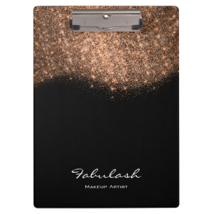 Makeup Beauty Studio Glitter Rose Gold Black White Clipboard
