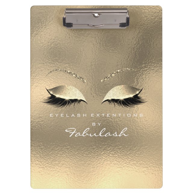 Makeup Beauty Studio Lashes Glass Gold White Clipboard (Front)