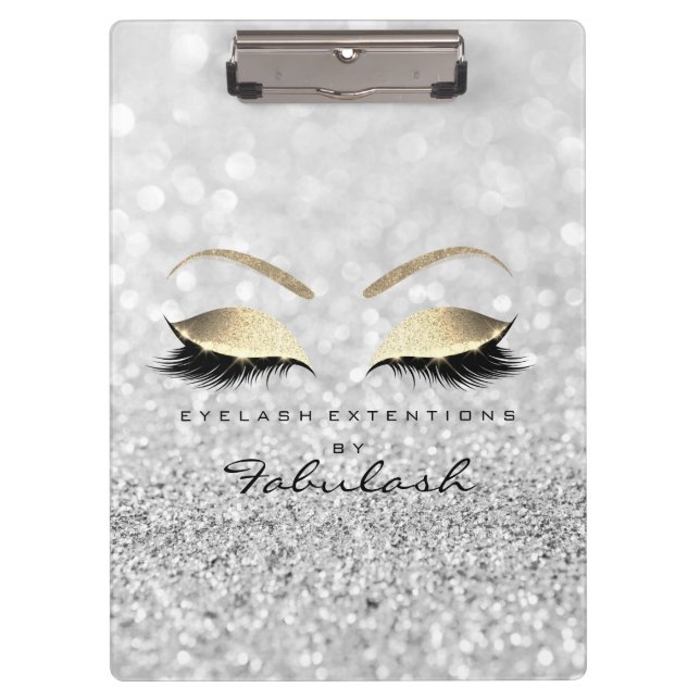 Makeup Beauty Studio Lashes Silver Gray Gold Clipboard (Front)