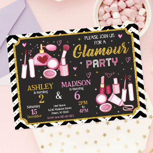 Makeup Birthday Invitation   Glamour Spa Party 