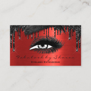 Makeup Brows Eyelashes Extension Red Black Drip QR Business Card