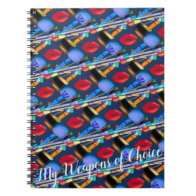 Makeup Brush Choice Nail Polish Fun Happy Lipstick Notebook (Front)