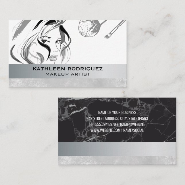 Makeup Brushed Woman Posing Business Card (Front/Back)