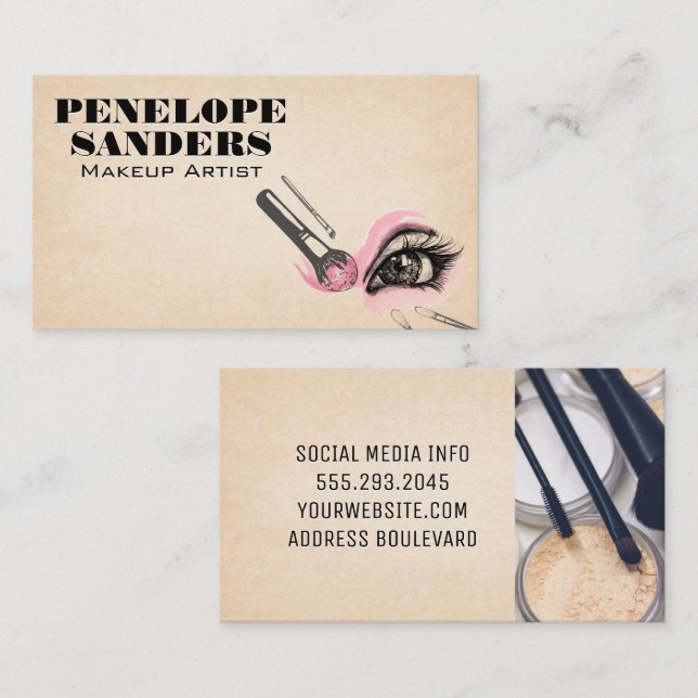 Makeup Brushes | Eye Lashes Business Card (Front/Back)