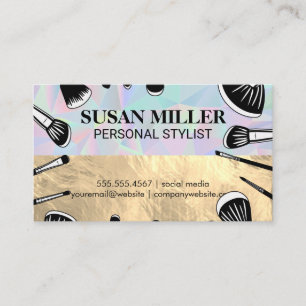 Makeup Brushes Gold Geometric Business Card