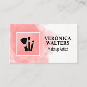 Makeup Brushes Icon   Watercolor Loyalty Card