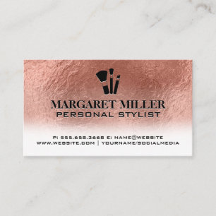 Makeup Brushes   Rose Gold Foil Metallic Business Card