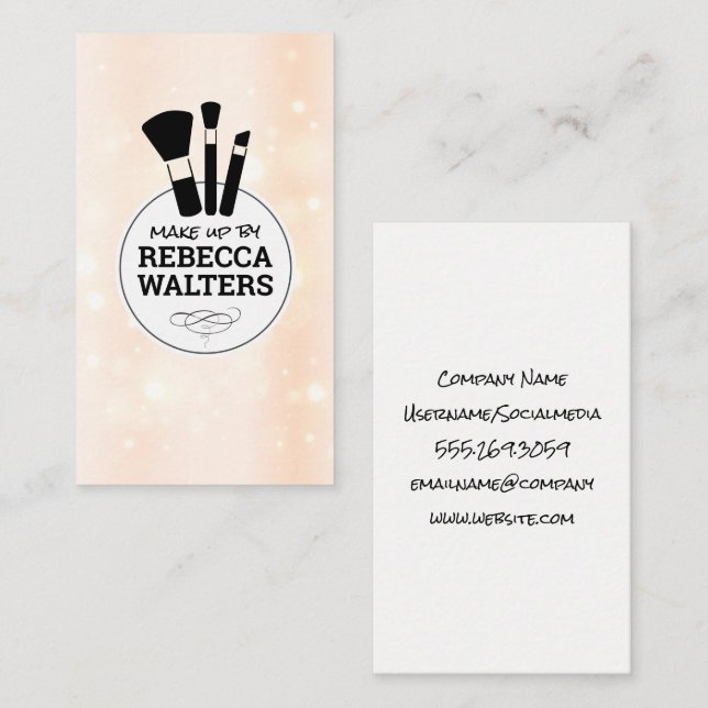 Makeup Brushes | Sparkly Background Business Card (Front/Back)
