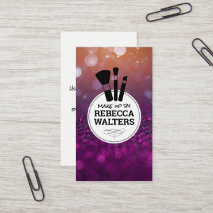 Makeup Brushes Sparkly Bokeh Business Card