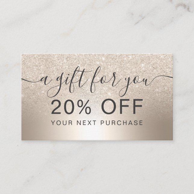 Makeup chic gold glitter ombre metallic foil gift discount card (Front)