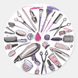 Makeup Circle Design Classic Round Sticker