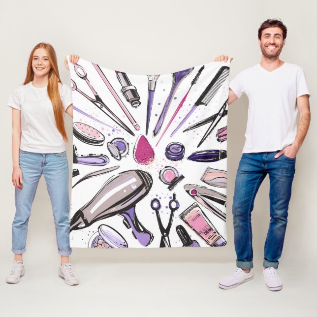 Makeup Circle Design Fleece Blanket (In Situ)