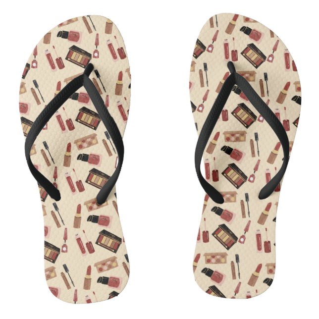 Makeup Cosmetics Beauty Pattern Cosmetology Flip Flops (Footbed)