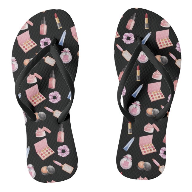 Makeup Cosmetics Beauty Pattern Cosmetology Flip Flops (Footbed)