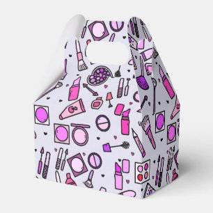Makeup Cosmetics Illustrated Pink Pattern Favour Box
