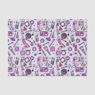 Makeup Cosmetics Illustrated Pink Pattern Tissue Paper