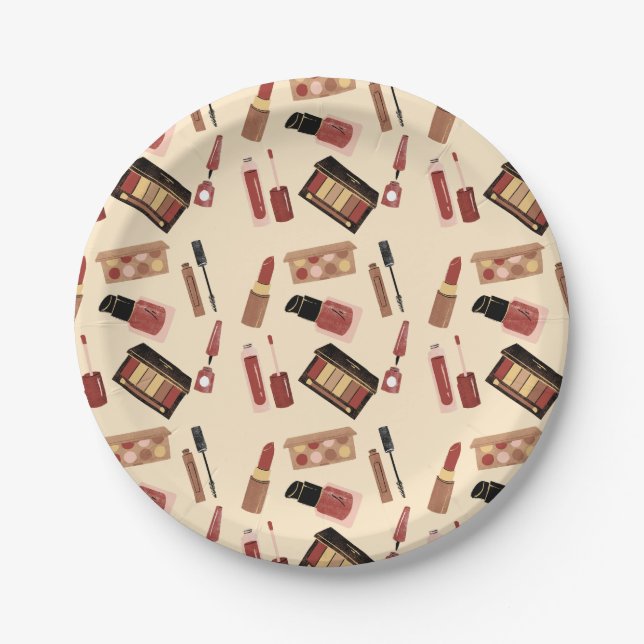 Makeup Cosmetics Pattern Cosmetology Paper Plate (Front)
