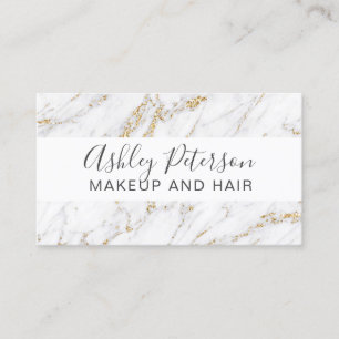 Makeup elegant typography gold glitter marble business card