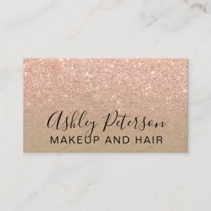 Makeup elegant typography kraft rose gold glitter business card