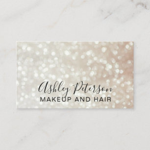 Makeup elegant typography light gold rose glitter business card