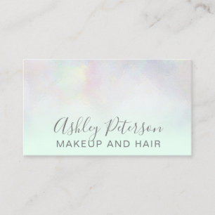 Makeup elegant typography pastel mint pearl nacre business card