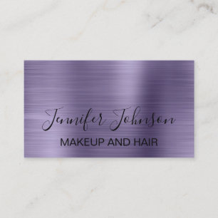 Makeup elegant typography purple faux metal busine business card