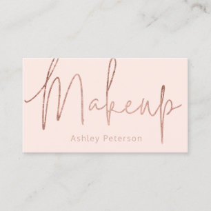 Makeup elegant typography rose gold blush pink business card