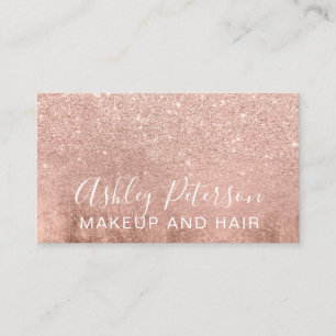 Makeup elegant typography rose gold glitter foil business card