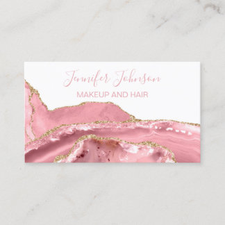 Makeup elegant typography rose quartz  agate business card
