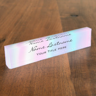 Makeup Esthetician Beauty Holograph Unicorn Pink Nameplate