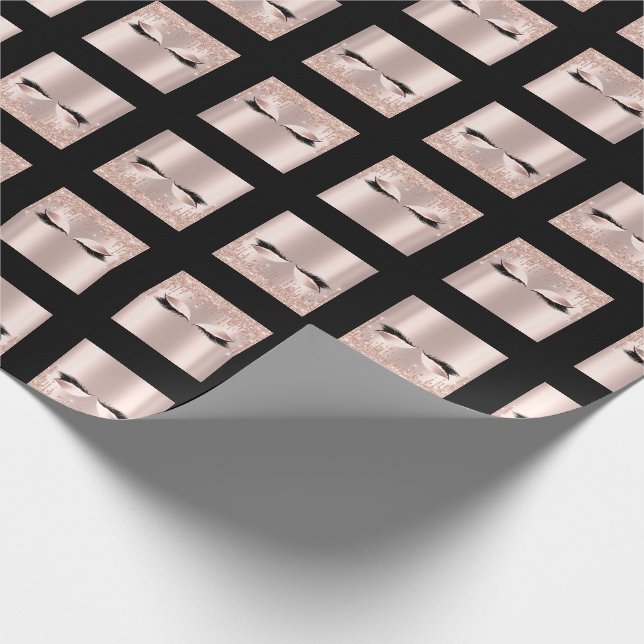 Makeup Event Lashes Rose Spark Bridal Sweet16th Wrapping Paper (Corner)