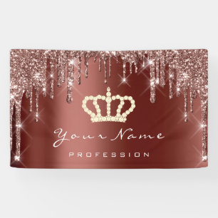 Makeup Event Planner  Glitter Rose Crown Brown Bus Banner
