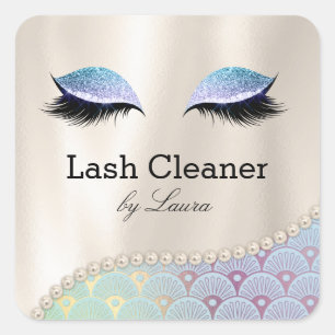 Makeup Eye Lash Lashes Cleaner Mermaid Pearls Square Sticker