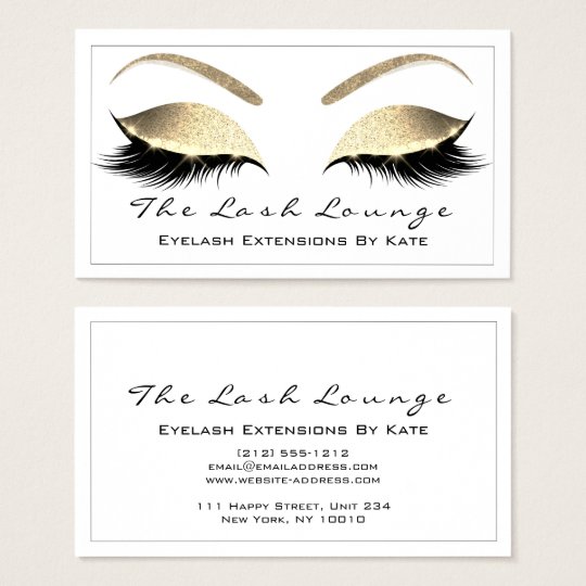 Makeup Eyebrow Beauty Lashes Glitter Gold White1 Business Card