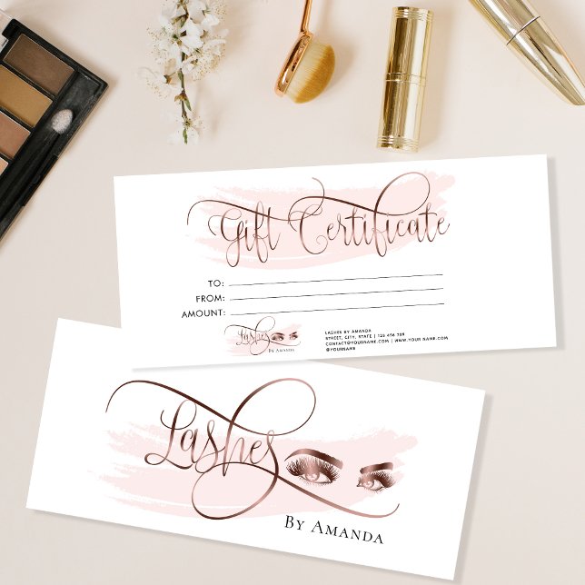 Makeup Eyebrow Eye Lash Rose Gold Gift Certificate Menu (Creator Uploaded)