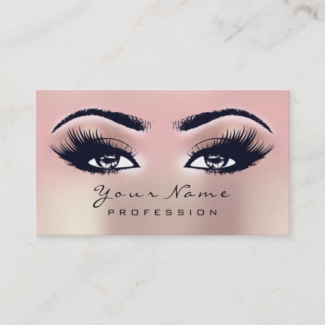 Makeup Eyebrow Eyes Lashes BLUSH Ombre Rose Business Card (Front)