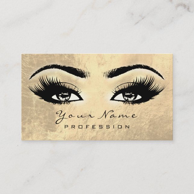 Makeup Eyebrow Eyes Lashes Brown Gold Lux Business Card (Front)