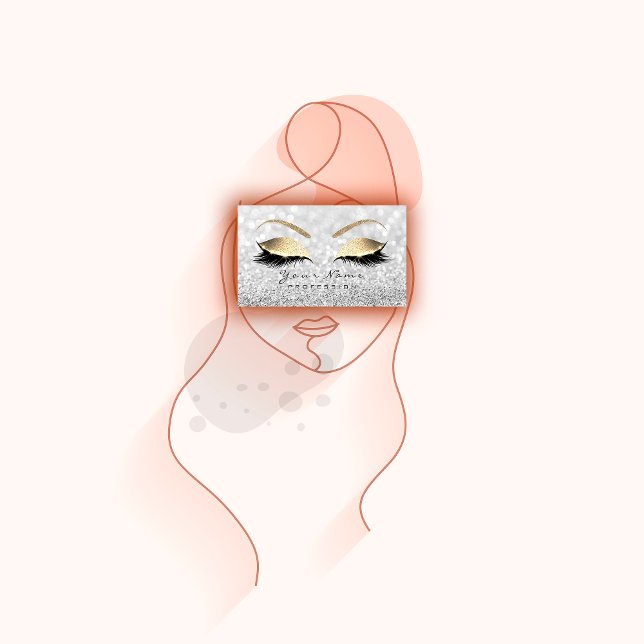 Makeup Eyebrow Eyes Lashes Glitter Gray Glam Business Card (Makeup Eyebrow Eyes Lashes Glitter Gray Glam Business Card)