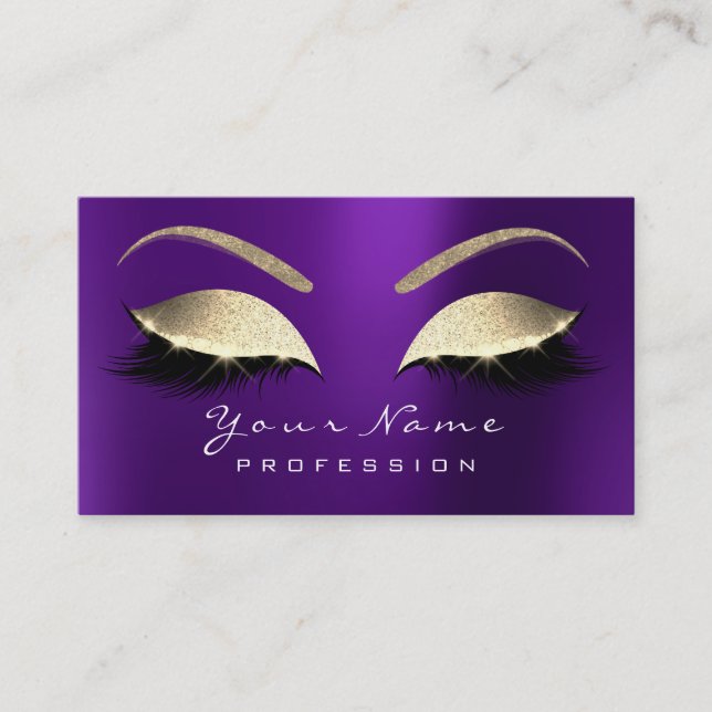 Makeup Eyebrow Eyes Lashes Glitter Lavender Purple Business Card (Front)
