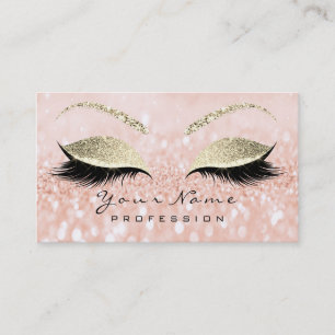 Makeup Eyebrow Eyes Lashes Glitter Peach Gold Business Card