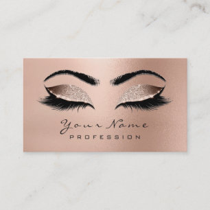 Makeup Eyebrow Eyes Lashes Glitter Rose Gold Lux Business Card