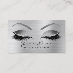 Makeup Eyebrow Eyes Lashes Glitter Silver Grey Business Card