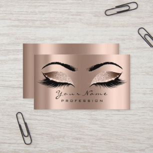 Makeup Eyebrow Eyes Lashes Glitter SPA Gold Rose Business Card