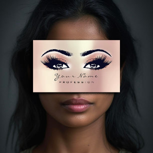 Makeup Eyebrow Eyes Lashes Glitter SPA Pink Rose Business Card