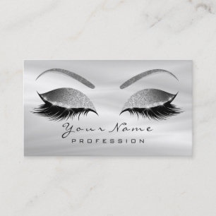 Makeup Eyebrow Eyes Lashes Gray Silk Rose Gold Business Card