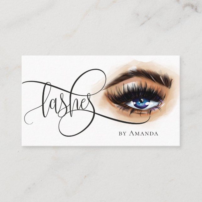 Makeup Eyebrow Eyes Lashes Hand Draw Business Card (Front)