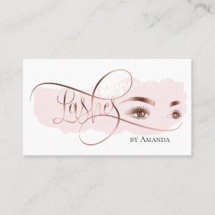 Makeup Eyebrow Eyes Lashes Rose Gold Business Card