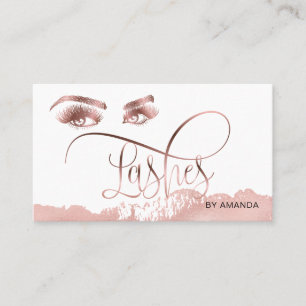 Makeup Eyebrow Eyes Lashes Rose Gold Business Card