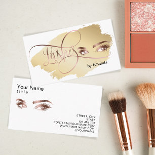 Makeup Eyebrow Eyes Lashes Rose Gold Business Card