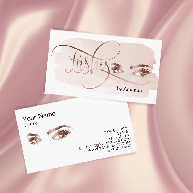 Makeup Eyebrow Eyes Lashes Rose Gold Business Card (Creator Uploaded)